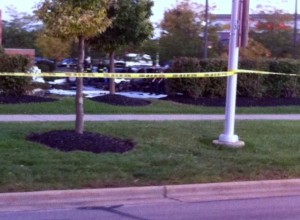 The scene of the parking lot of Chase Bank on Weber Rd.