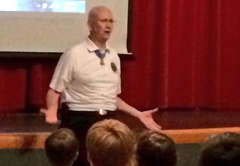 Allen James Lynch, Medal of Honor recipient, speaks at Central