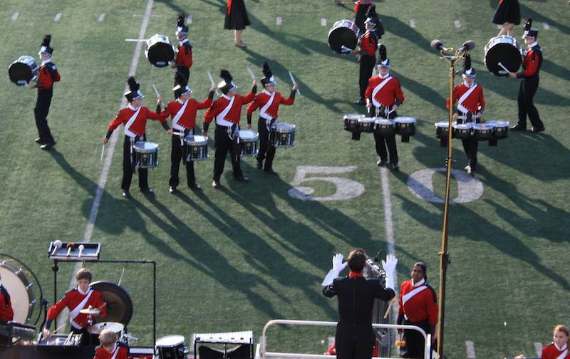 Naperville Central's drum feature from their 2014 production, "The Gift." This show was the last one with the old uniforms.