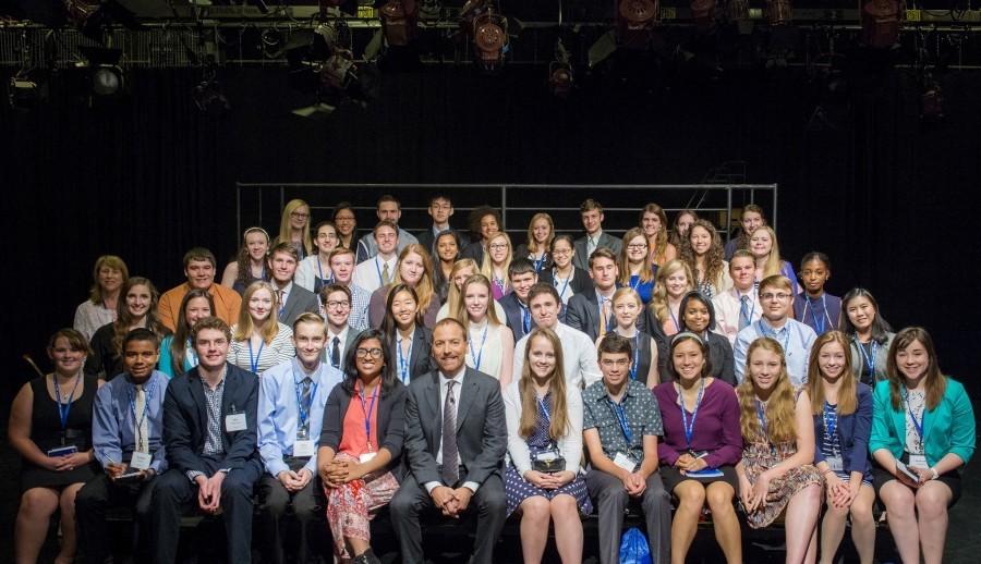 Senior Sahi Padmanabhan and the other 50 Free Spirit Scholars with Chuck Todd, the anchor of Meet the Press.