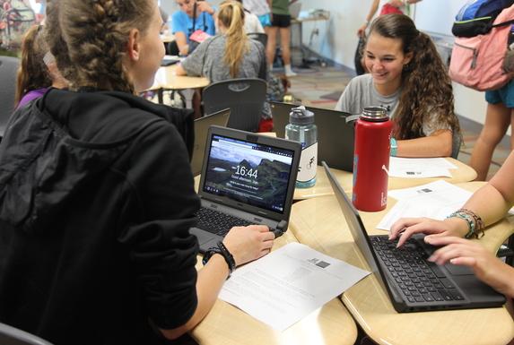 Students explore the changes to their Chromebooks.