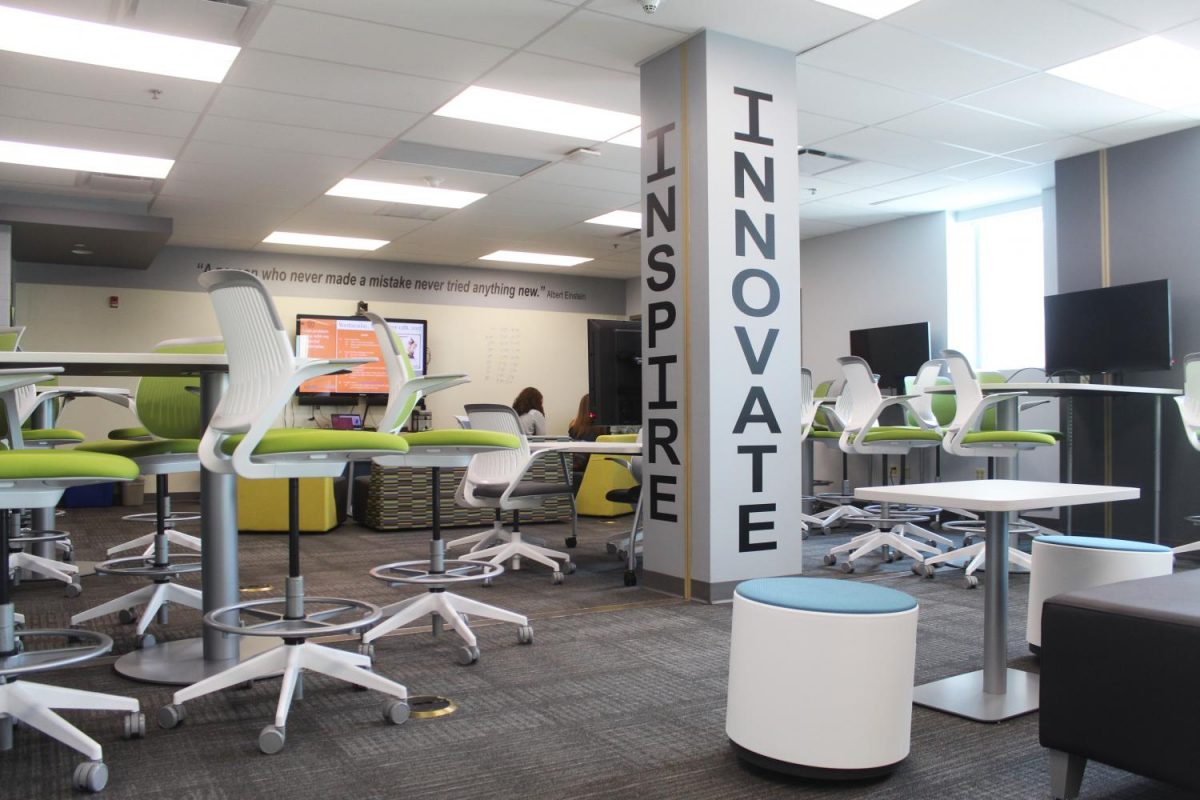 Students are given the opportunity to create and
produce their own products in a new business classroom located in Room 245.