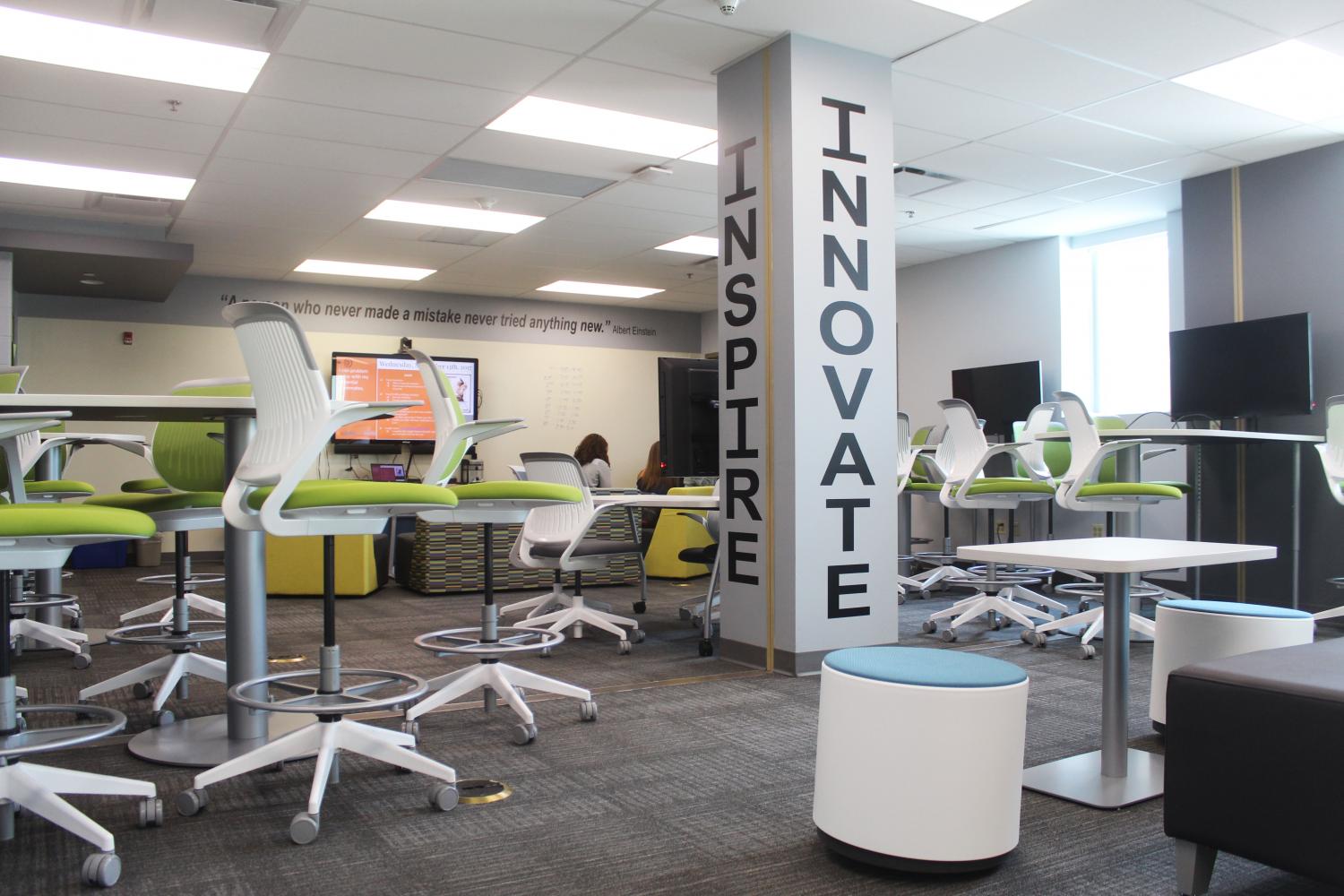 Students are given the opportunity to create and
produce their own products in a new business classroom located in Room 245.