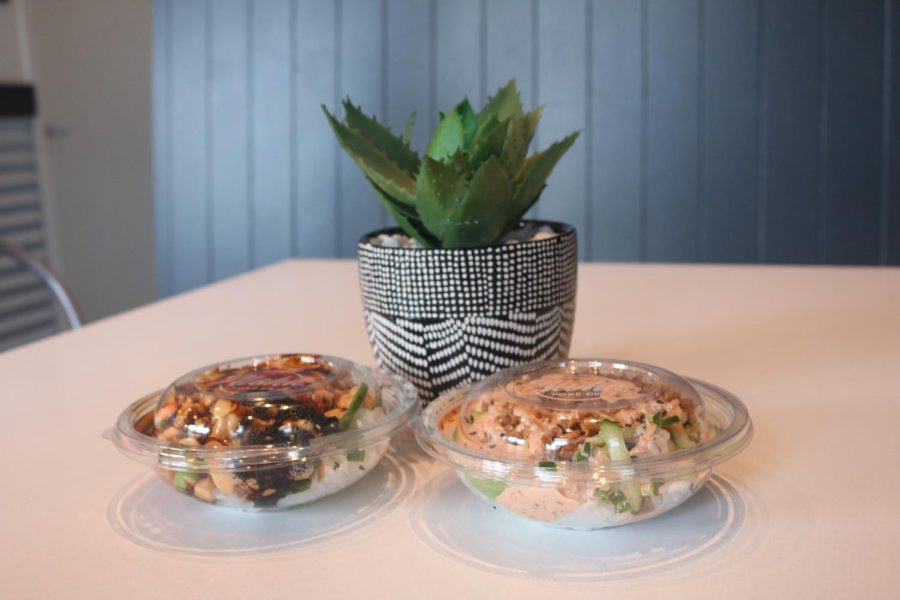 Aloha Poke's house specials: The Crunch Bowl and Volcano Bowl