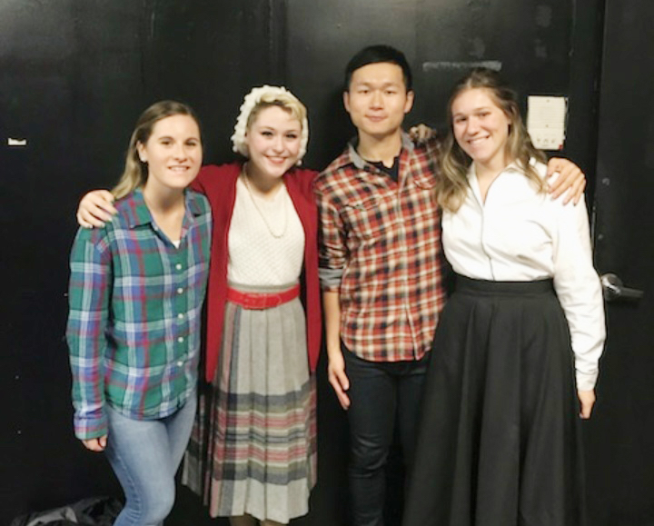 Freeman, second from left, at the Steve and Marie Sgouros Theatre in New York City with the cast of “Goodbye”. “The energy of the whole theater is just so amazing,” Freeman said. “It was like walking in and going back home.”