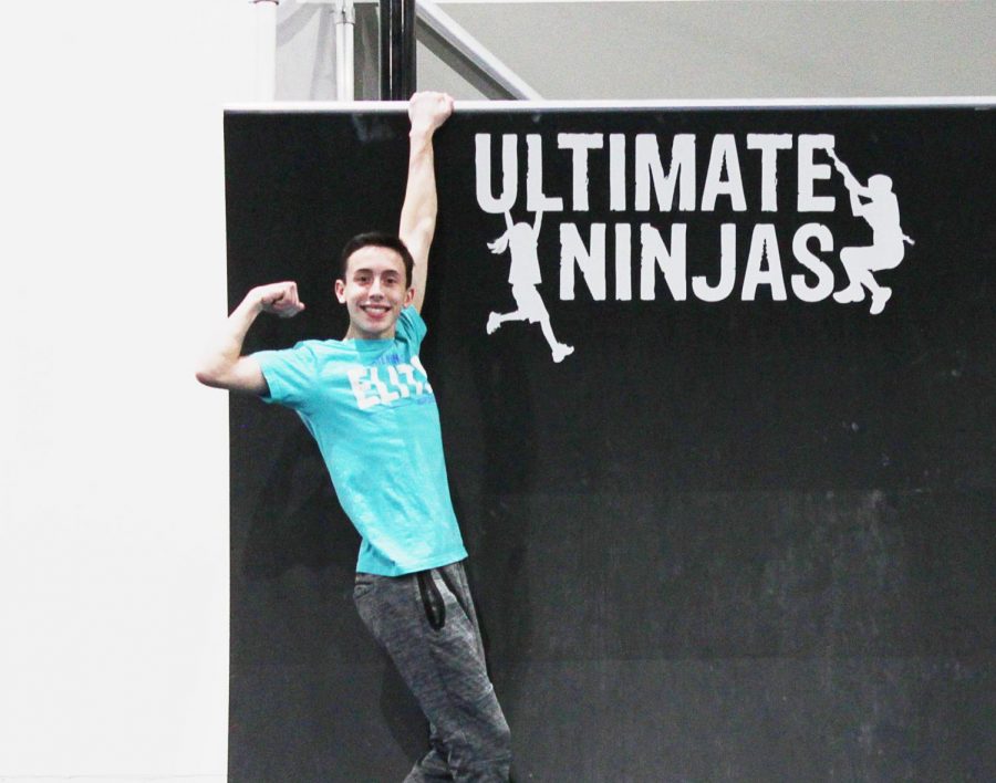 Photo by Ellen Spencer 
Sophomore Aaron Orth trains at the Ultimate Ninjas gym in Naperville. “I try to go to as many local [competitions] as possible,” Aaron said. “If I have a break in school, I like to go somewhere for them. It turns into a ninja-cation.”

