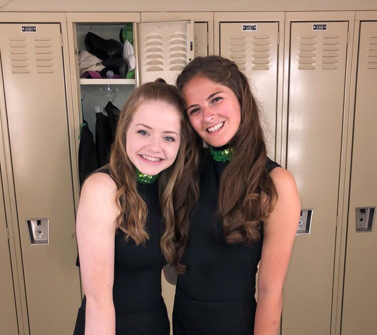 Juniors Ashley Nelson and Veronica Cody before their Irish dance performance at Central’s 2018 multicultural show. 
