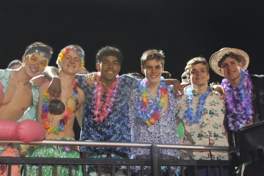 The Rowdies left to right: Jackson Wigger, Ben Riker, Jaeden Howell, Carter Stenmark, Leyton Spencer and Cameron Dougherty at the football home opener on Sept. 6, 2019.