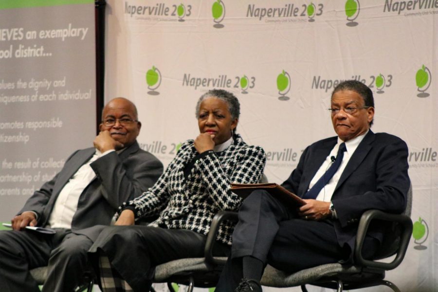 Thomas Armstrong, Dr. Janette Wilson and Dr. James Shannon appeared at the request of Rev. Jesse Jackson to share their life experiences with students at Naperville Central. The three civil rights activists reminded students that teenagers were and should continue to be active in the movement for equality. 