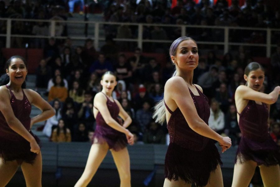 Orchesis performs their dance routine at the Winter assembly on Feb. 7.