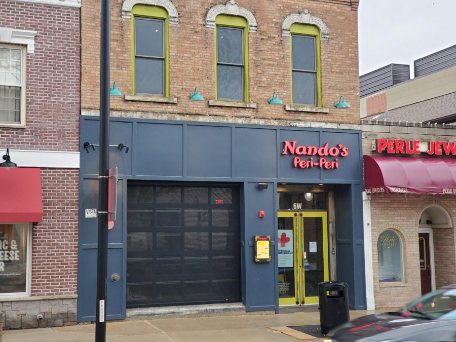 The Nando's PERi-PERi on the corner of Jefferson and Washington in downtown Naperville is offering curbside pickup and delivery during the COVID-19 pandemic.