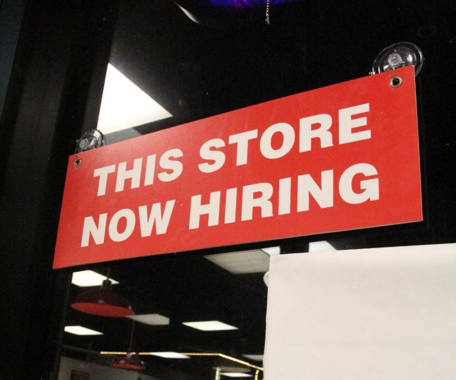 Many+fast+food+and+low+wage+general+labor+jobs+are+struggling+to+find+and+retain+employees%2C+especially+in+the+downtown+Naperville+area.+Nearly+every+store+can+bee+seen+with+a+Now+Hiring+sign%2C+including+the+Five+Guys+in+the+River+District.