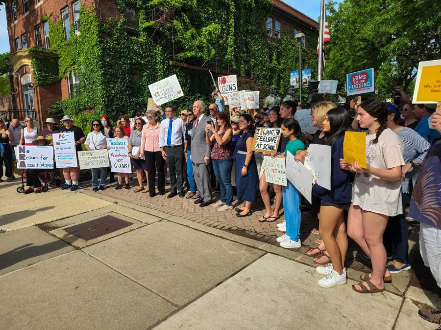 Several elected officials, students and other community members rally on May 28 to protest gun violence following the May 24 school shooting in Uvalde, Texas.