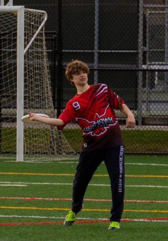 Sophomore Camden Strougal practices throwing a flick at a scrimmage after school in the athletic fields of Knock Park.