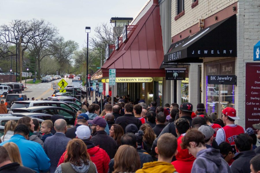 Over 1,000 people line-up outside Anderson's for a Scottie Pippen book signing on May 2.