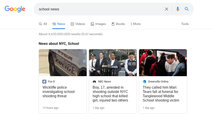 There’s something incredibly sad when the search results of “school news” are almost all school shootings. I write Hallway Headlines, a monthly recap of news we think is interesting for students, and as I search for news pertaining to high schools, this is what I see.