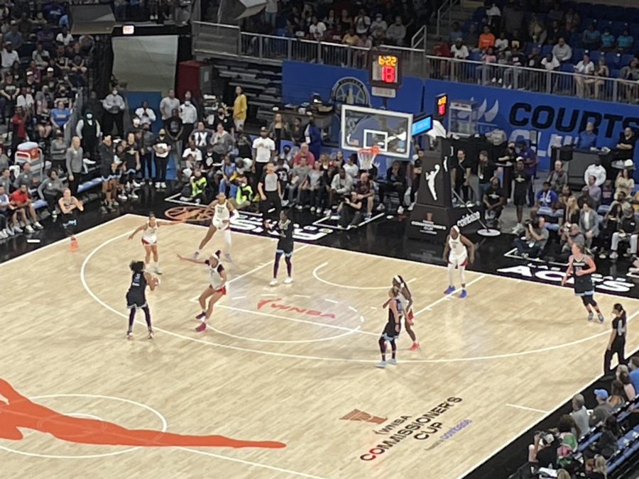 Candace Parker (#3) shoots a three-pointer during the third quarter of the Commissioner's Cup Championship.
