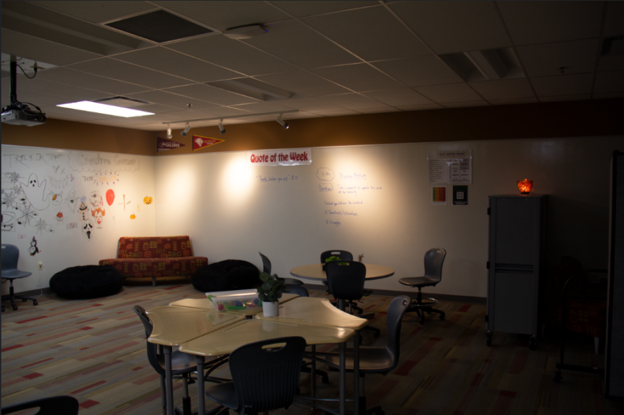 The Community Resource Center, Room 38, offers students a place to build community.