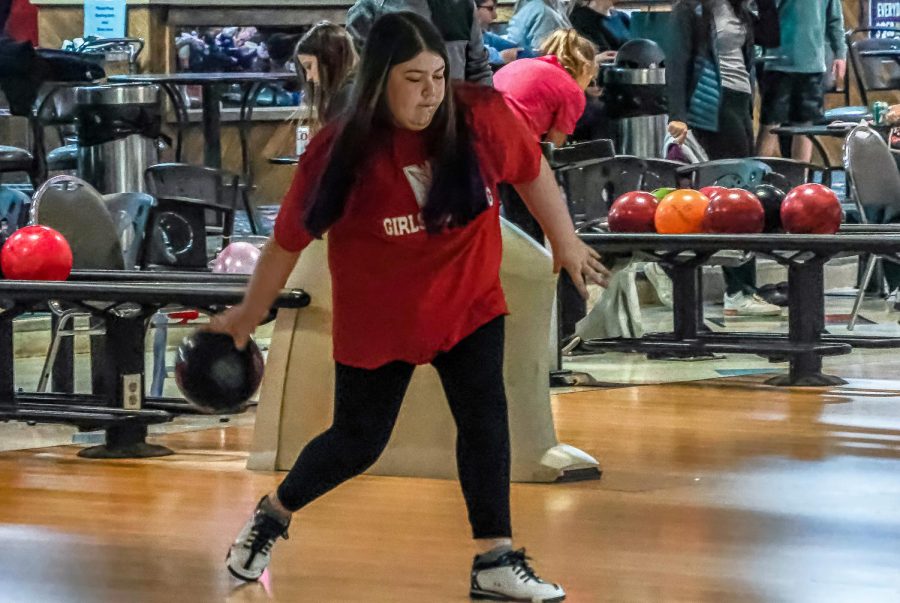 Teresa Duffrin, a junior on Centrals girls bowling team, bolwed a 247-point game against Neuqua on Dec. 6 at Lisle Lanes. 
