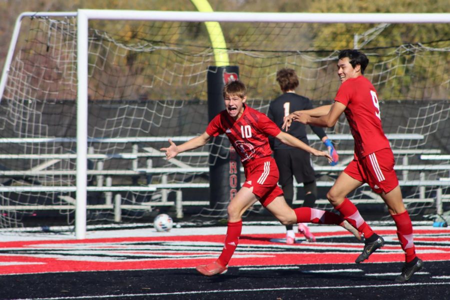 2: Freshman Chase Adams celebrates a goal at the IHSA Soccer Sectional Finals.

This photo represents so much more then just this specific moment: The team would go on to win the IHSA state championship for the first time in program history, and Adams heavily contributed to the teams success. The sheer joy expressed by him in this photo is a fantastic moment, and we are glad that our photographer had the opportunity to capture it. 