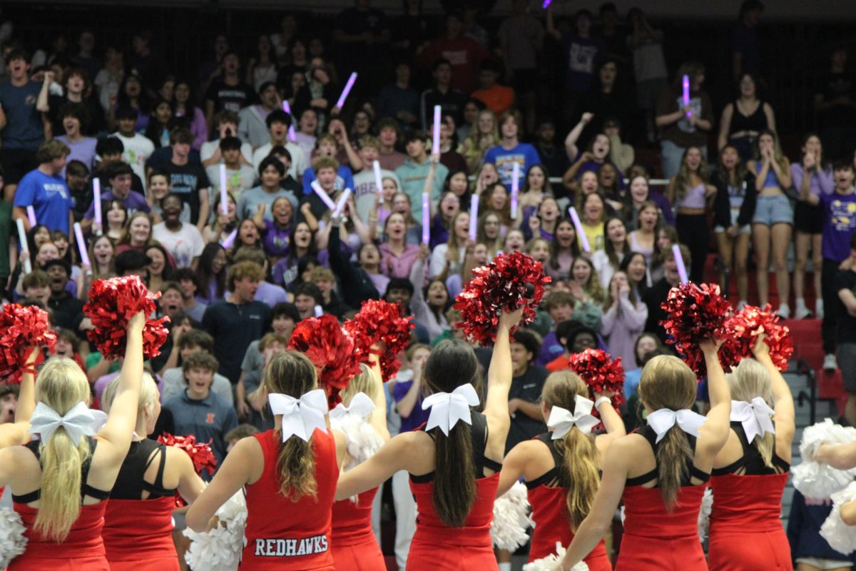 Naperville Centrals Cheer Team lead the junior class in a class cheer in the Homecoming Assembly on October 2nd.