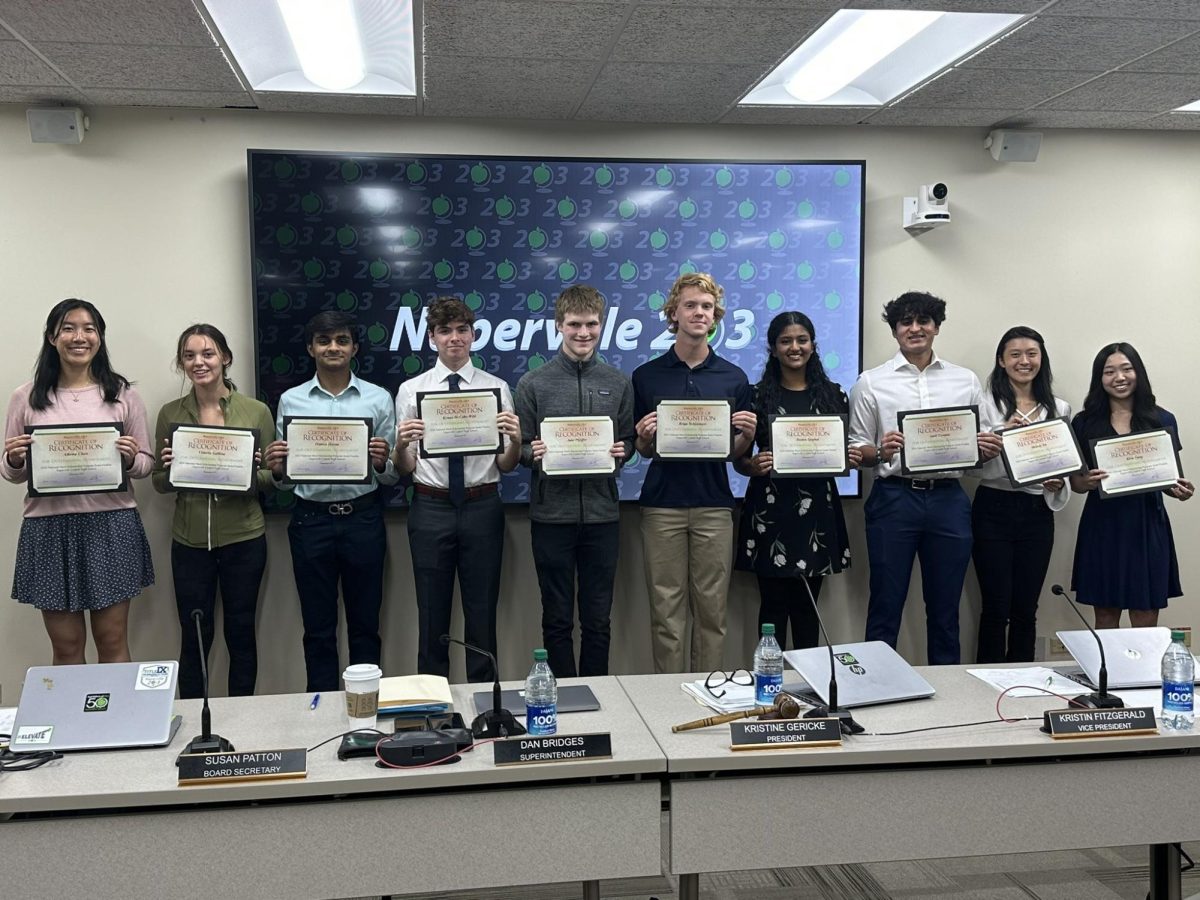 Centrals National Merit Scholar semifinalists pose for a photo at the Sept. 18 Board of Education meeting.