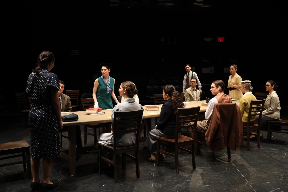 The cast of Theater Centrals 12 Angry Jurors performs during the shows run in Centrals Black Box theater.