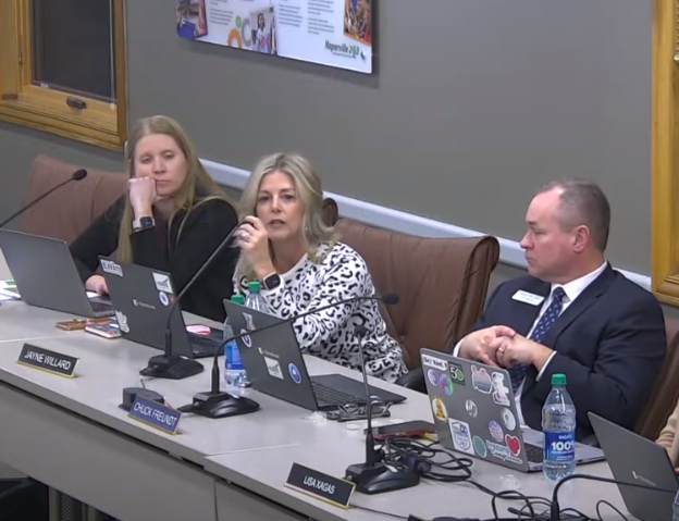Jayne Willard, Assistant Superintendent for Curriculum and Instruction, explains the changes to Exploratory classes at the Dec. 18 Board of Education meeting. (Photo Credit: District 203)