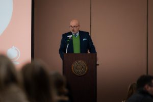 Naperville 203 Superintendent Dan Bridges presents proposed school day changes on Jan. 14 at Kennedy Junior High School. The proposal will be presented to the board of Education on Feb. 3.