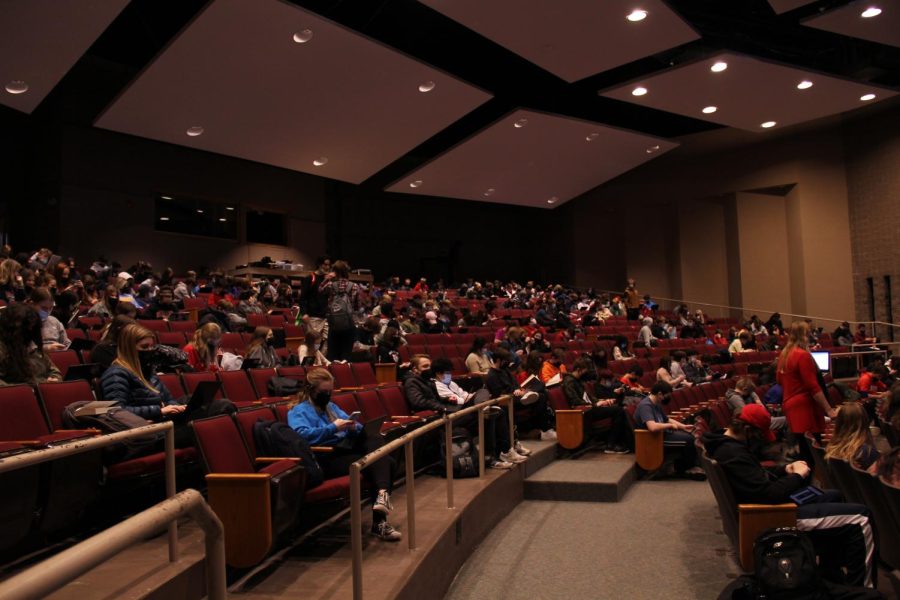 Students study in the auditorium during a SOAR period on Feb. 3.